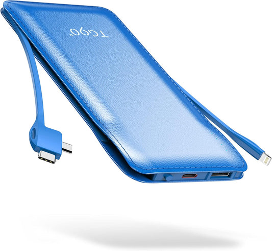 10000Mah Power Bank Portable Charger with Built-In Cables(No AC Plug), Portable Phone Charger Battery Backup Compatible with Iphone 17 16 15 14 13 12 and Android Phones